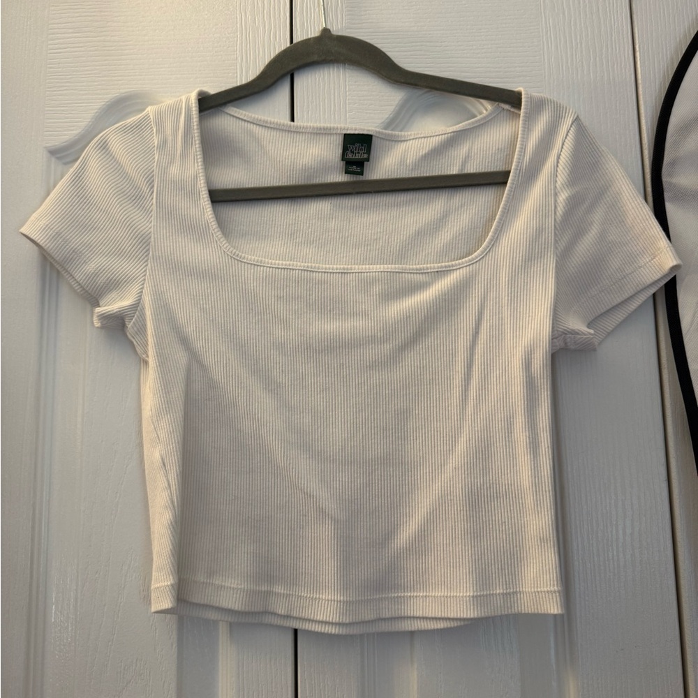 Wild Fable White Ribbed Crop Top